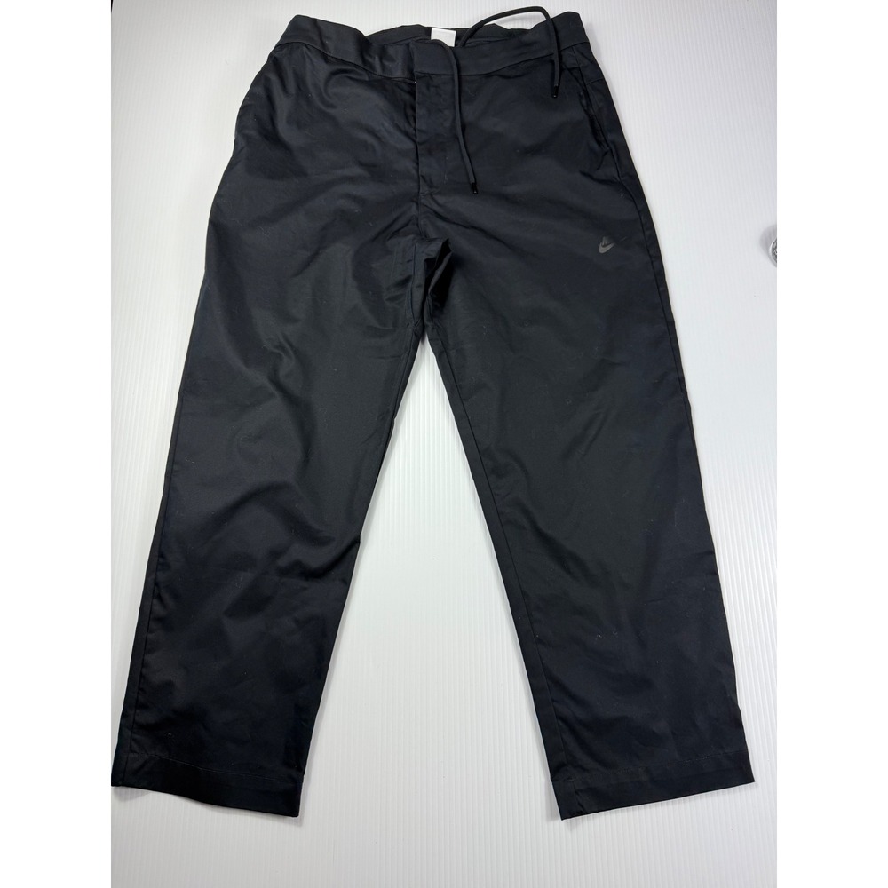 Nike Woven Pants Drawstring Waist Lightweight Black Trousers‎ Size 34